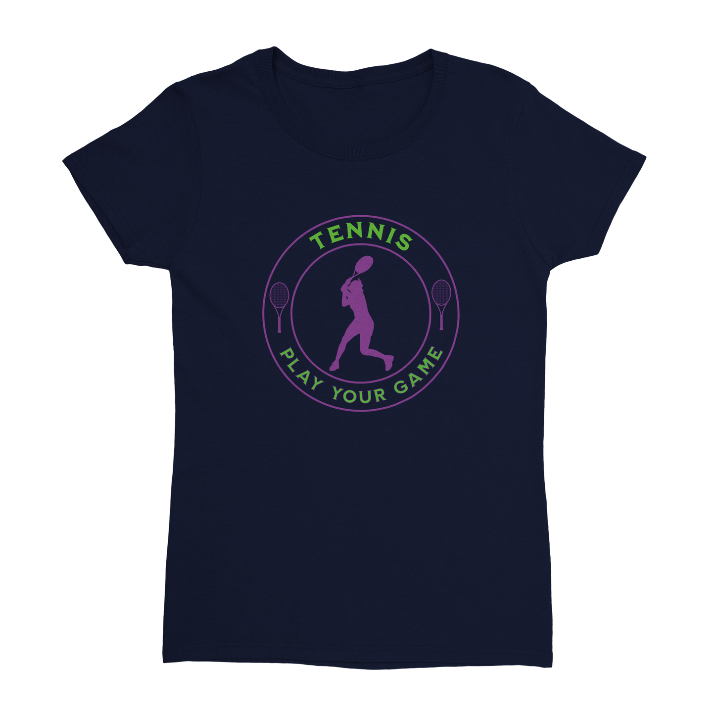 Heavyweight Womens Crewneck T-shirt - Tennis Focus - Play Your Game -Women