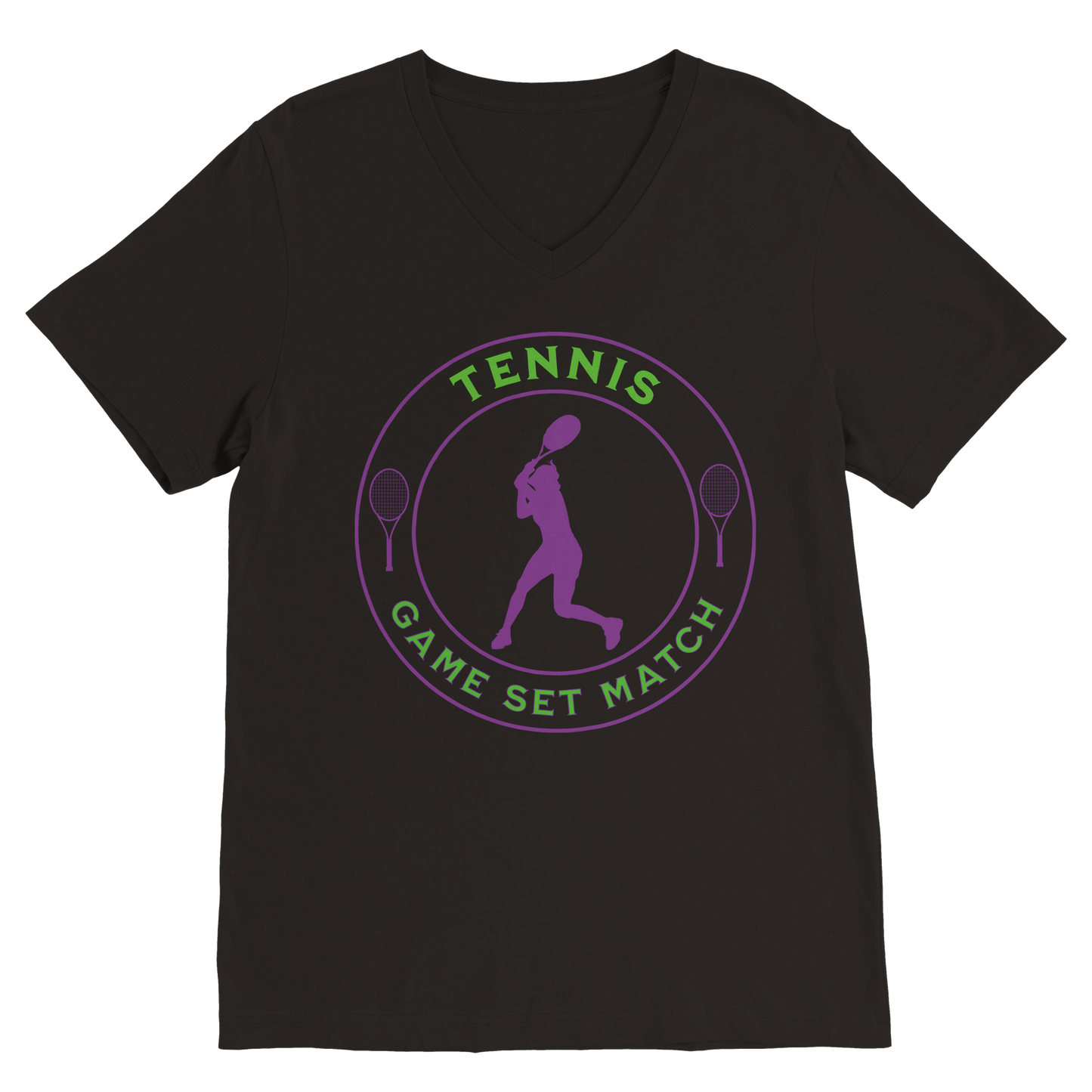 Premium Unisex V-Neck T-shirt - Tennis Focus - Game Set Match