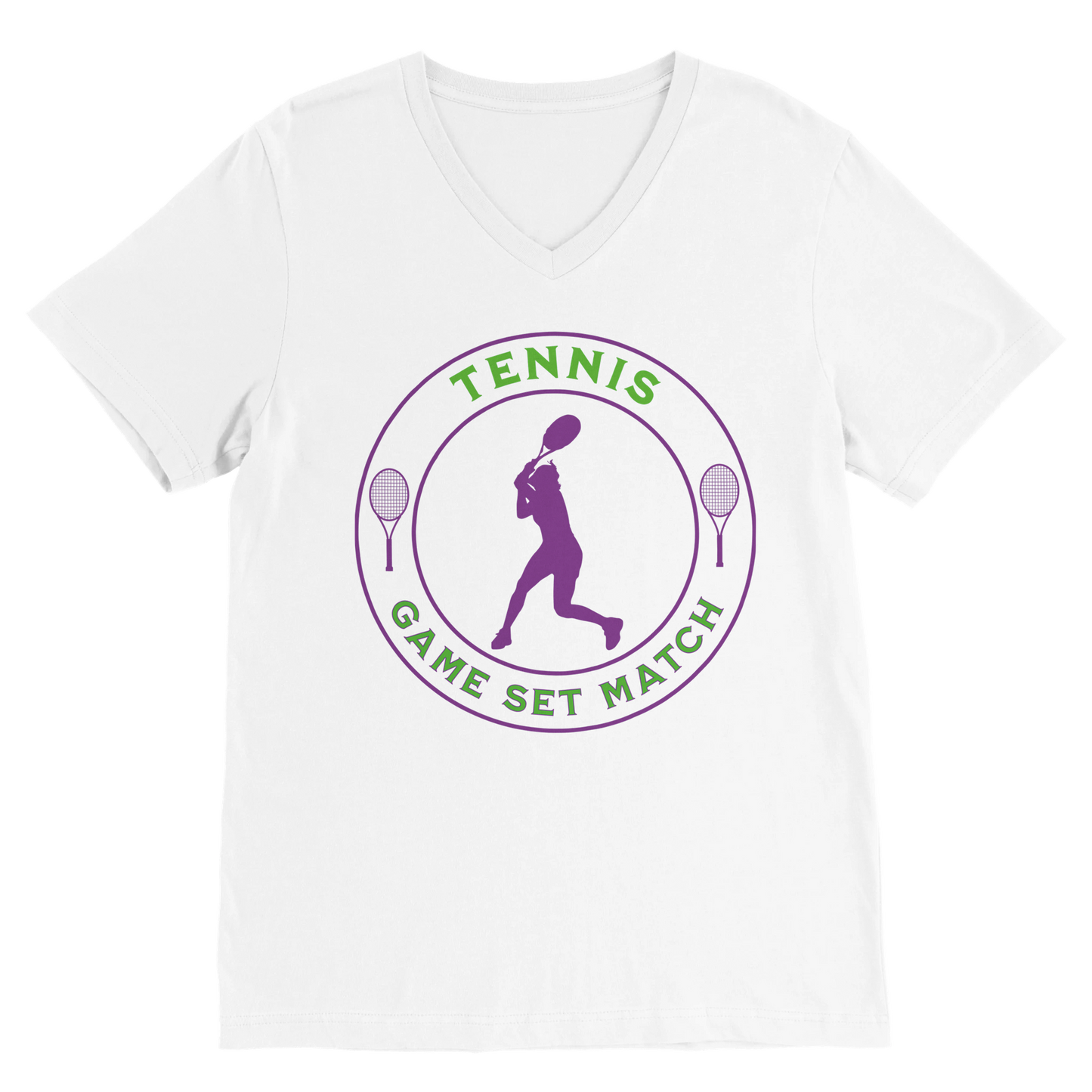 Premium Unisex V-Neck T-shirt - Tennis Focus - Game Set Match