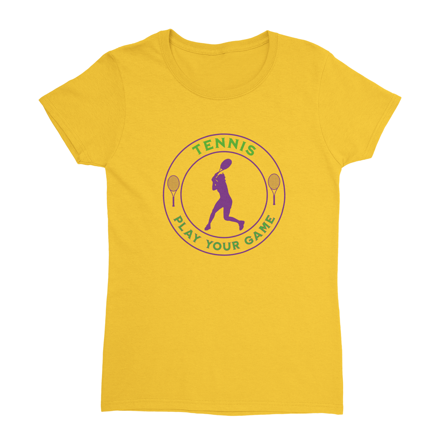 Heavyweight Womens Crewneck T-shirt - Tennis Focus - Play Your Game -Women