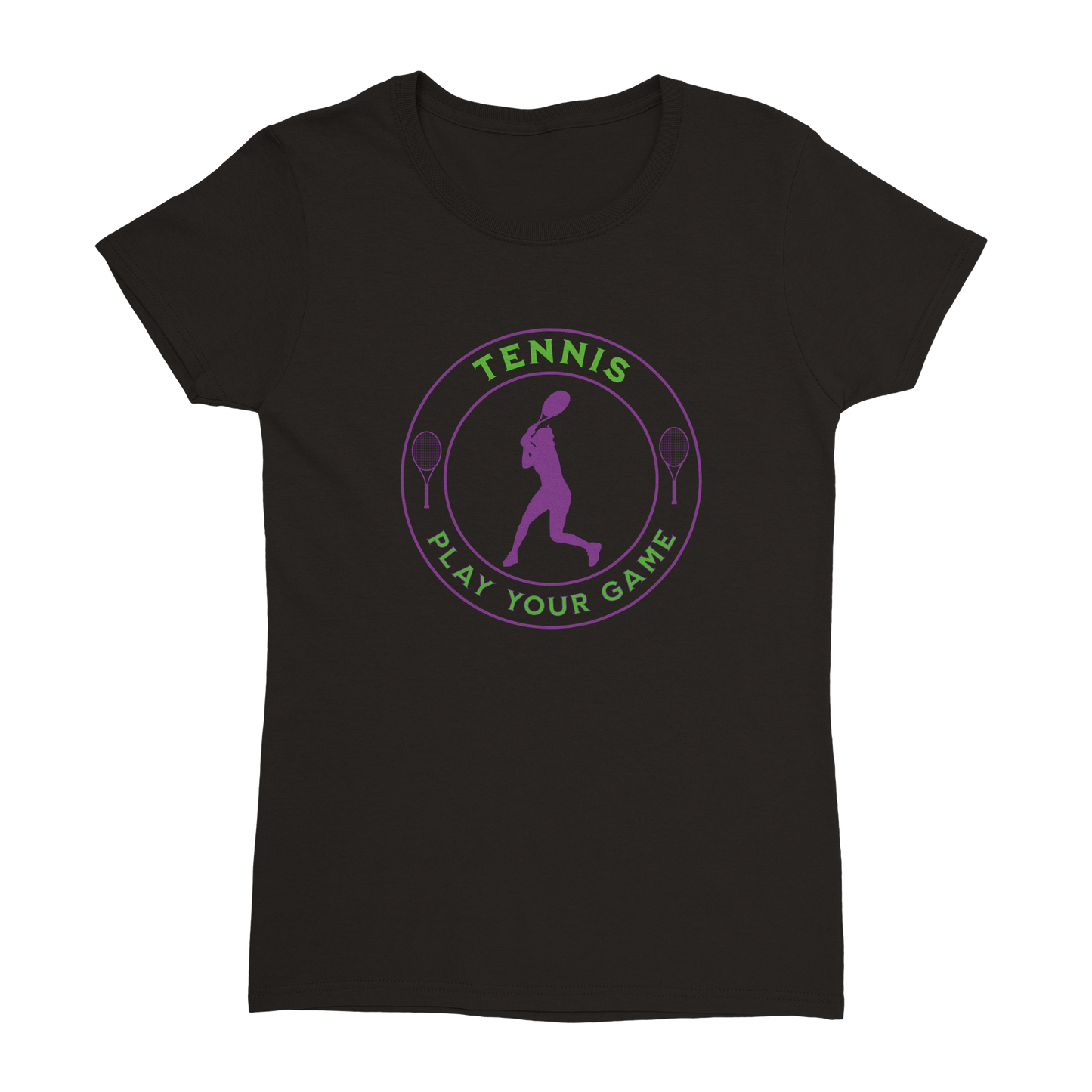 Heavyweight Womens Crewneck T-shirt - Tennis Focus - Play Your Game -Women