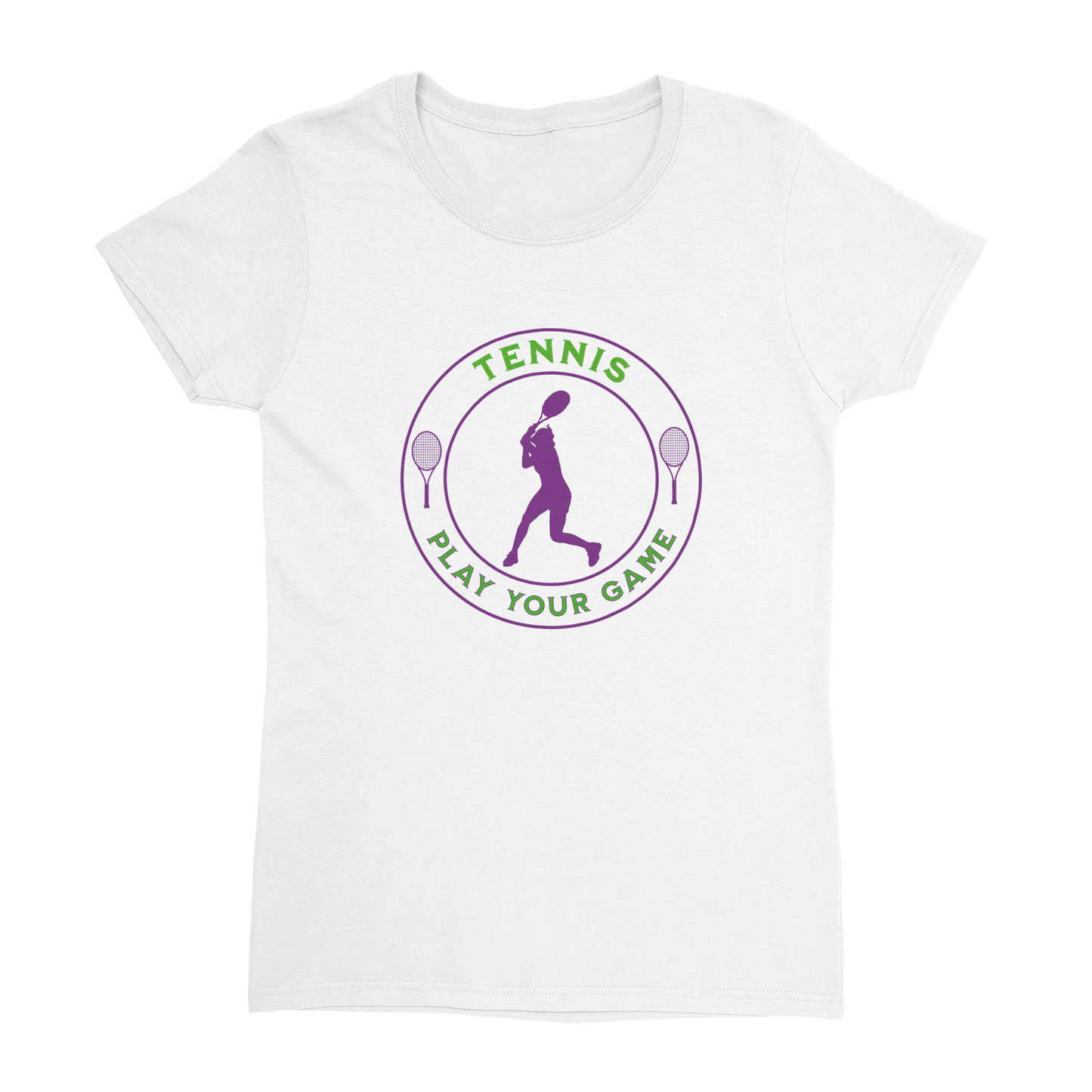 Heavyweight Womens Crewneck T-shirt - Tennis Focus - Play Your Game -Women