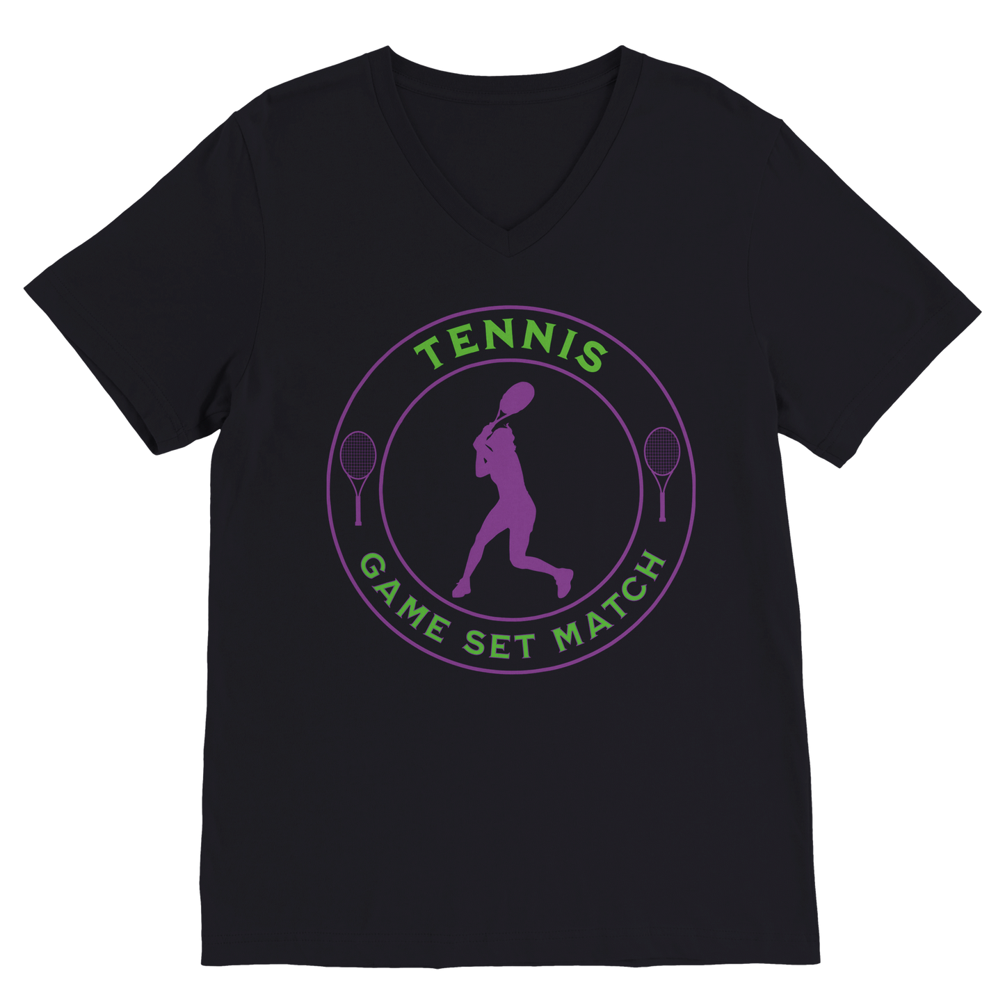 Premium Unisex V-Neck T-shirt - Tennis Focus - Game Set Match