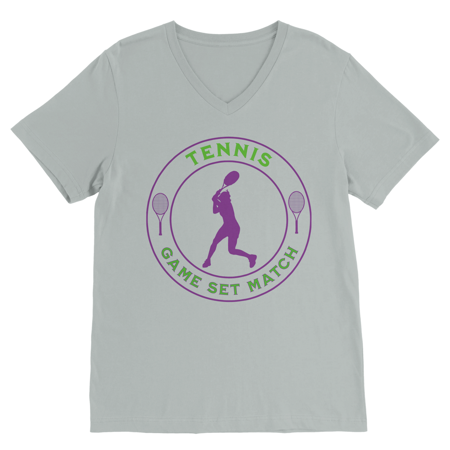 Premium Unisex V-Neck T-shirt - Tennis Focus - Game Set Match