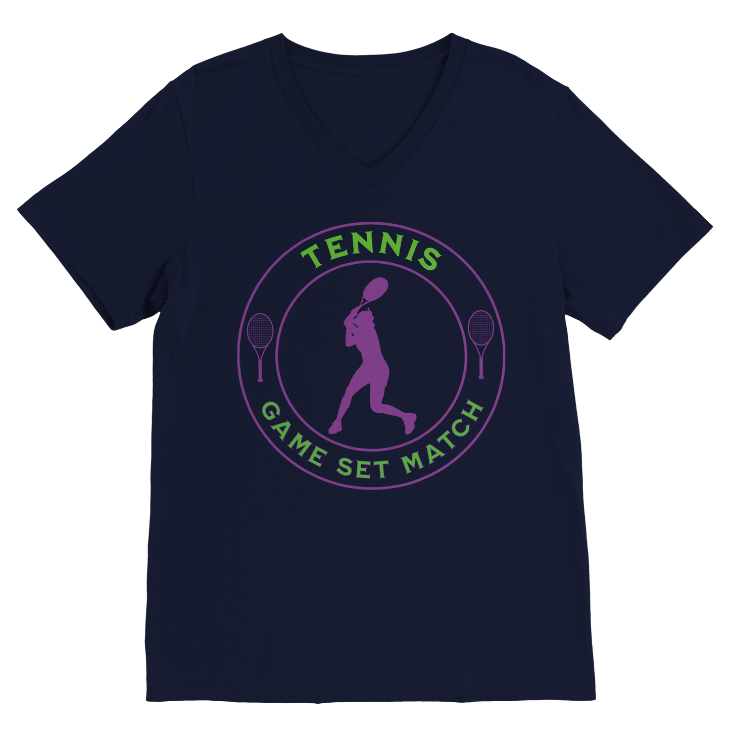 Premium Unisex V-Neck T-shirt - Tennis Focus - Game Set Match