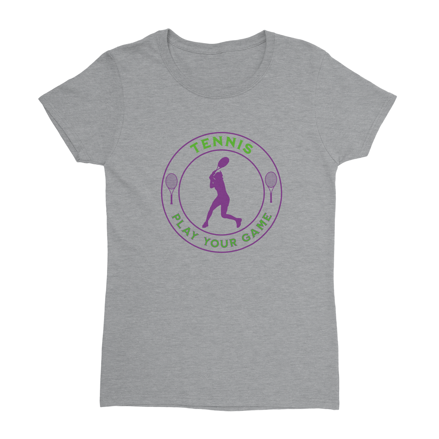 Heavyweight Womens Crewneck T-shirt - Tennis Focus - Play Your Game -Women