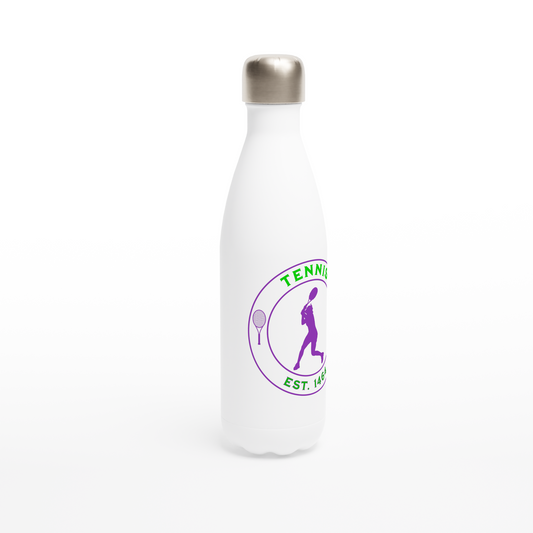 White 17oz Stainless Steel Water Bottle - Tennis Focus - Est. 1464 - Women