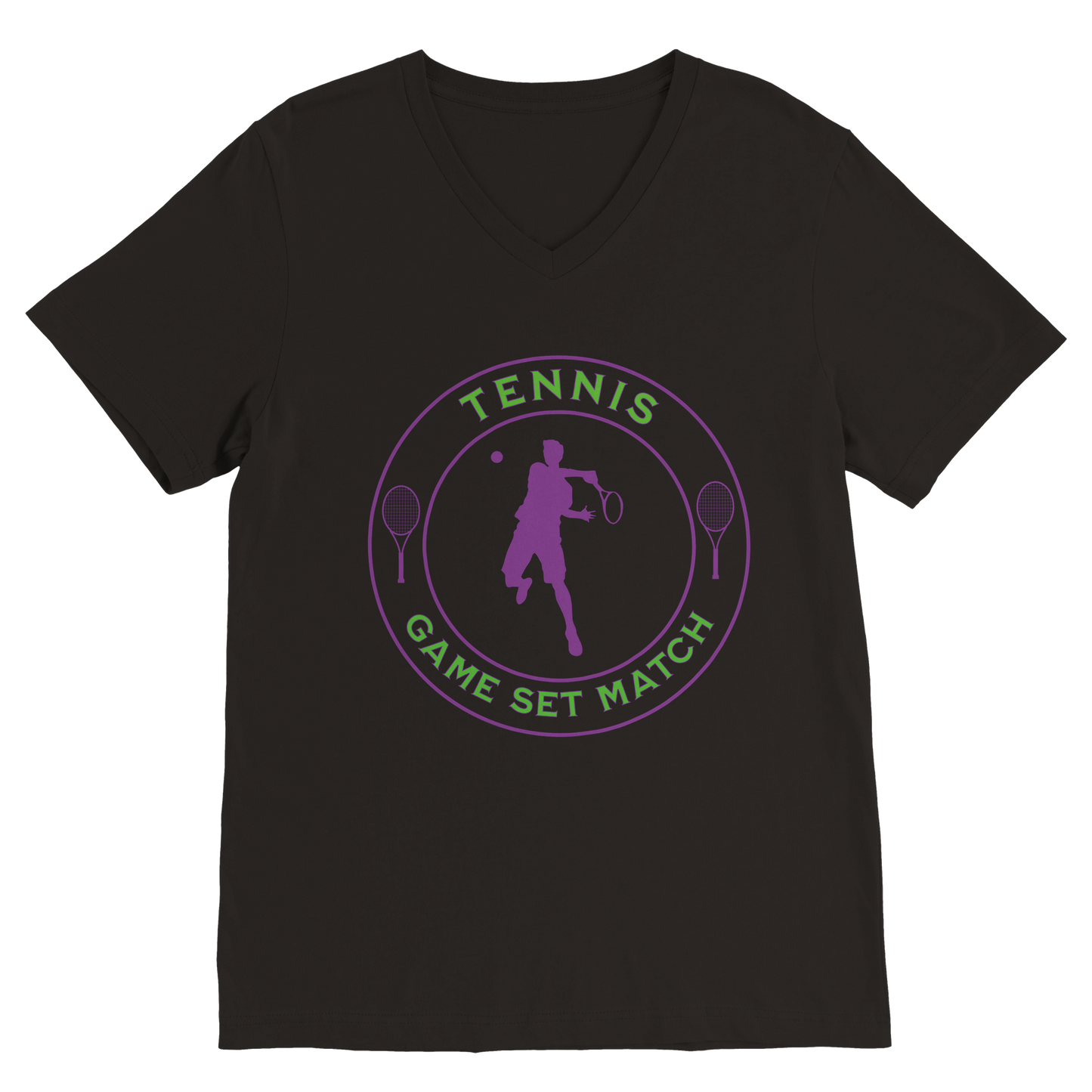 Premium V-Neck T-shirt - Tennis Focus - Game Set Match - Men