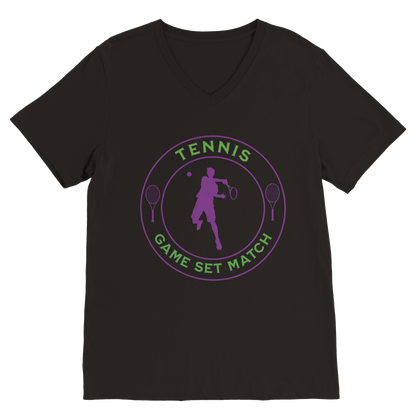 Premium V-Neck T-shirt - Tennis Focus - Game Set Match - Men