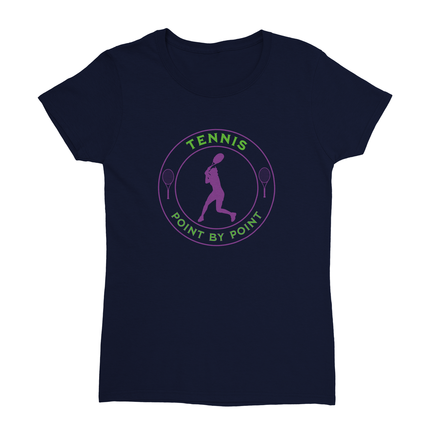 Heavyweight Womens Crewneck T-shirt - Tennis Focus - Point by Point - Women