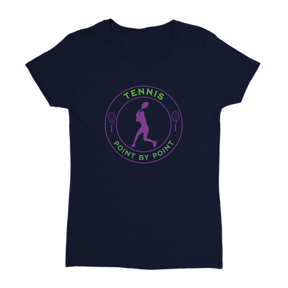 Heavyweight Womens Crewneck T-shirt - Tennis Focus - Point by Point - Women