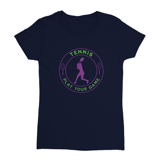 Heavyweight Womens Crewneck T-shirt - Tennis Focus - Play Your Game -Women