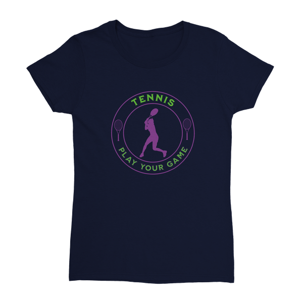 Heavyweight Womens Crewneck T-shirt - Tennis Focus - Play Your Game -Women