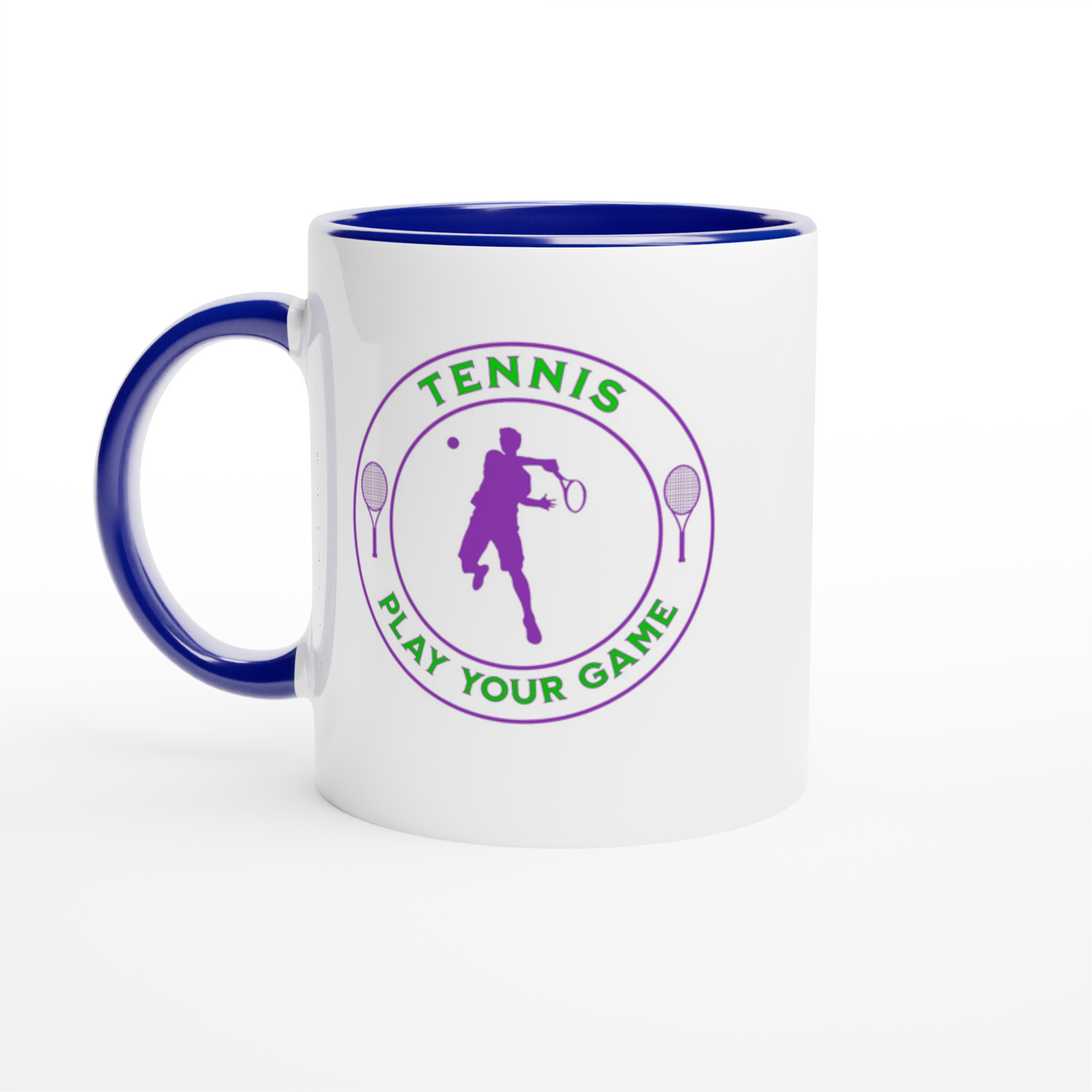 White 11oz Ceramic Mug with Color Inside - Tennis Focus - Play Your Game - Men