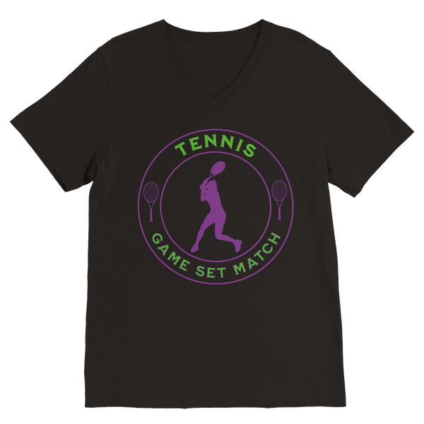 Premium Unisex V-Neck T-shirt - Tennis Focus - Game Set Match