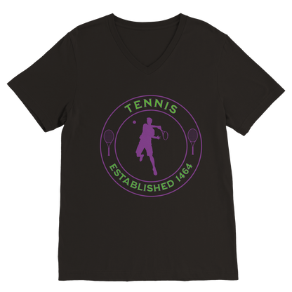 Premium V-Neck T-shirt - Tennis Focus - Established 1464 - Men