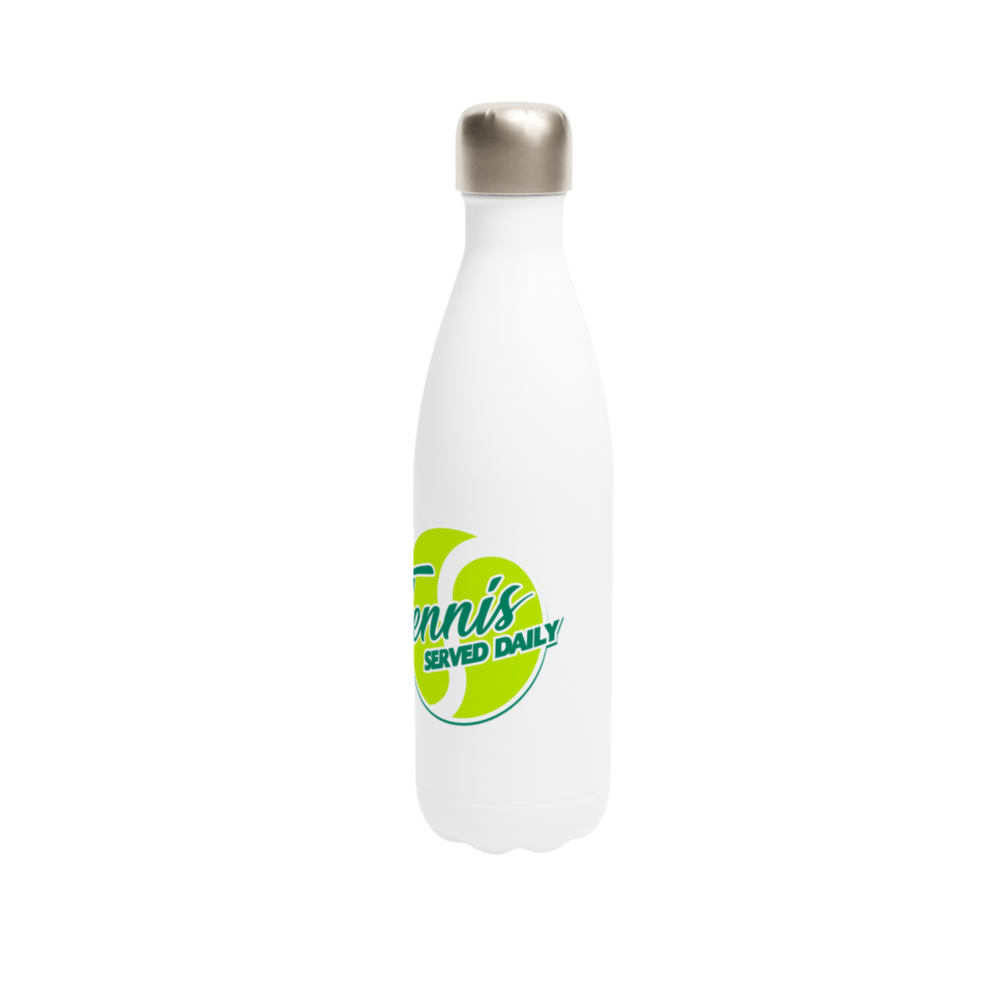 White 17oz Stainless Steel Water Bottle - Tennis Focus - Tennis Served Daily