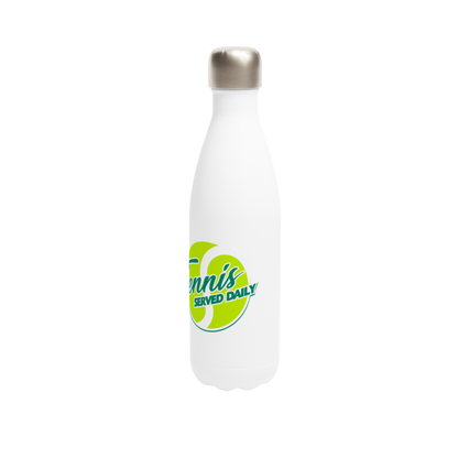 White 17oz Stainless Steel Water Bottle - Tennis Focus - Tennis Served Daily