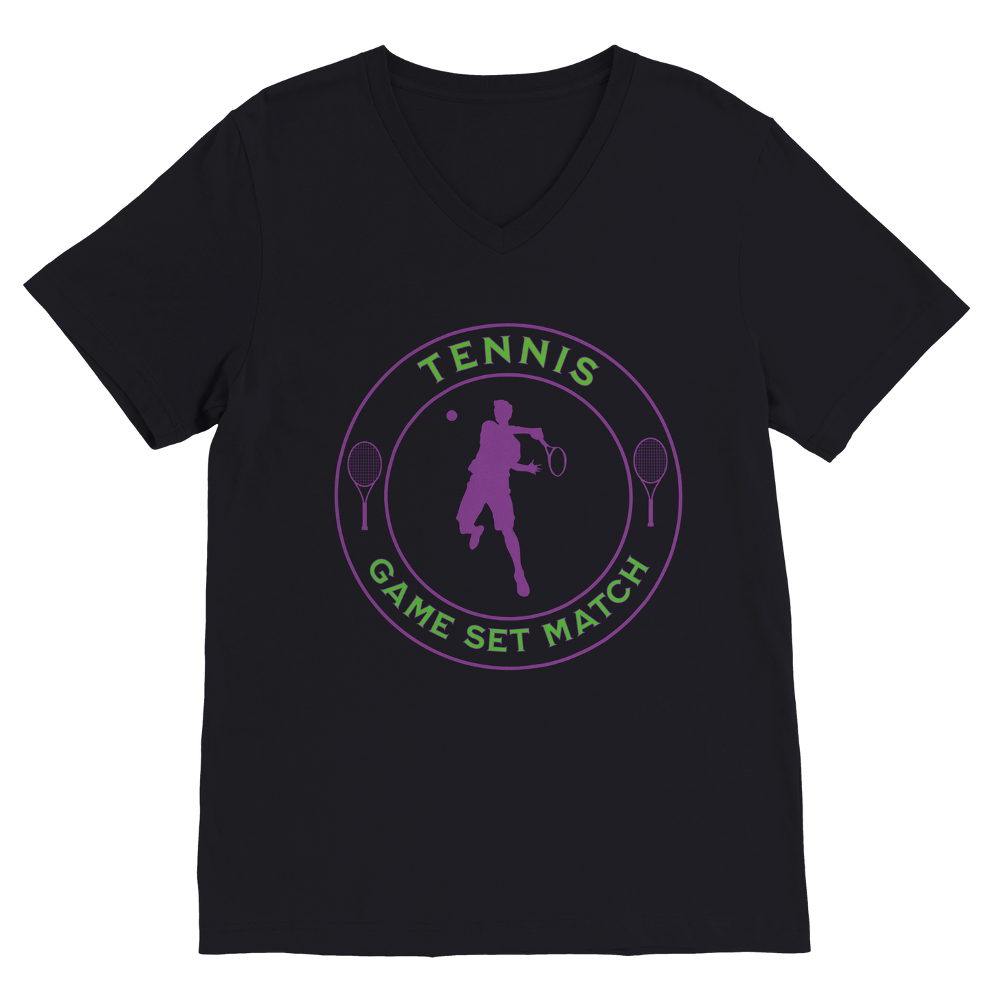 Premium V-Neck T-shirt - Tennis Focus - Game Set Match - Men