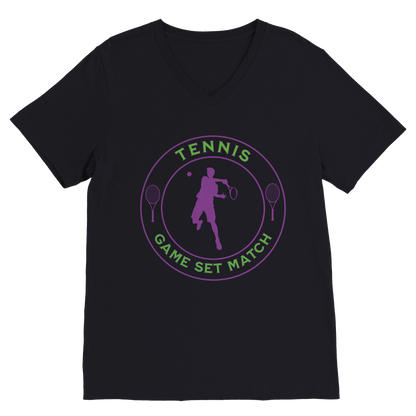 Premium V-Neck T-shirt - Tennis Focus - Game Set Match - Men