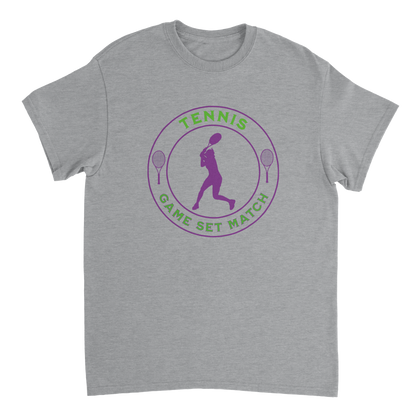 Heavyweight Crewneck T-shirt - Tennis Focus - Game Set Match - Women