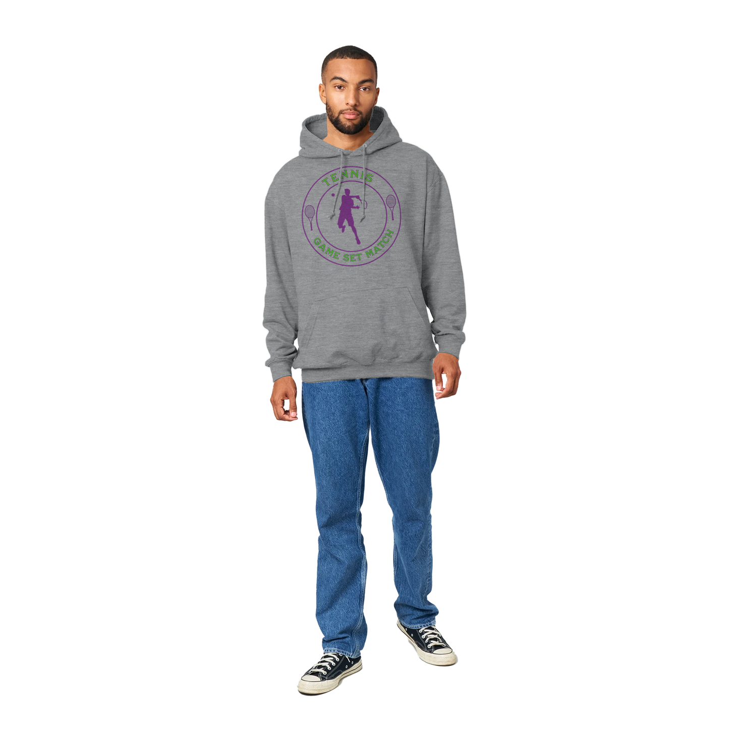 Premium Pullover Hoodie - Tennis Focus - Game Set Match - Men