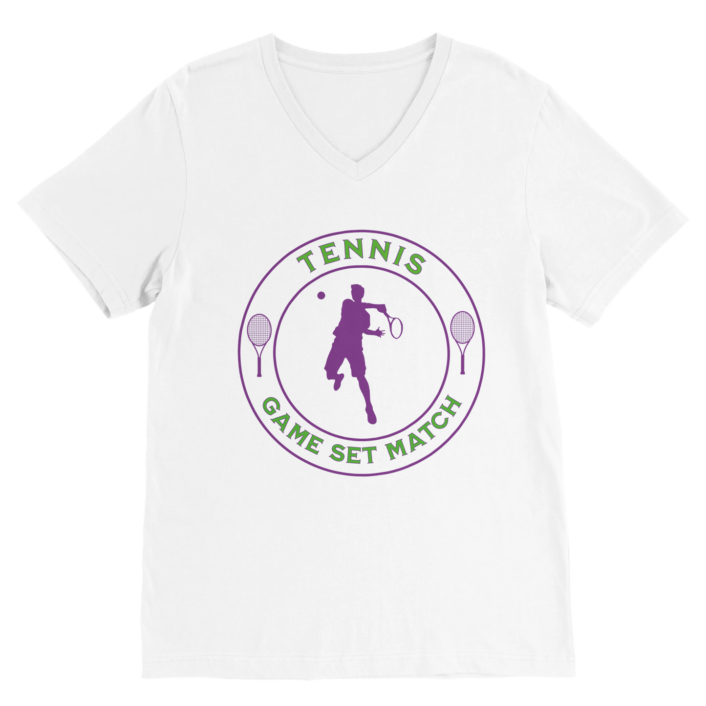 Premium V-Neck T-shirt - Tennis Focus - Game Set Match - Men