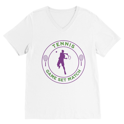 Premium V-Neck T-shirt - Tennis Focus - Game Set Match - Men