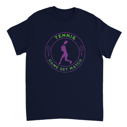 Heavyweight Crewneck T-shirt - Tennis Focus - Game Set Match - Women