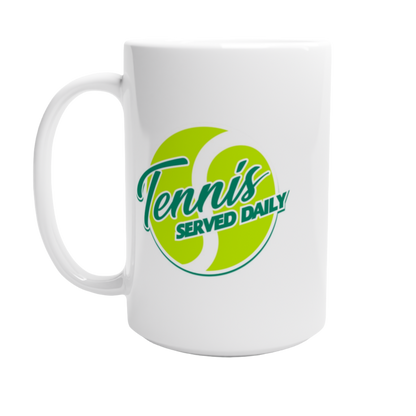 White 15oz Ceramic Mug - Tennis Served Daily