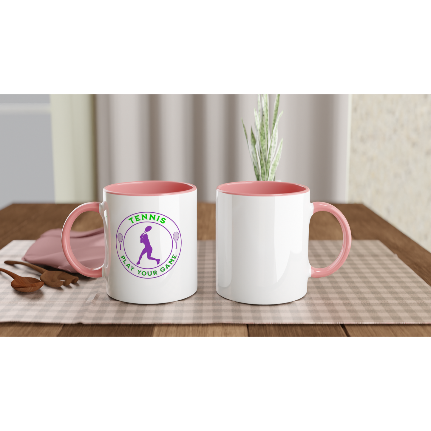 White 11oz Ceramic Mug with Color Inside - Tennis Focus - Play Your Game - Women