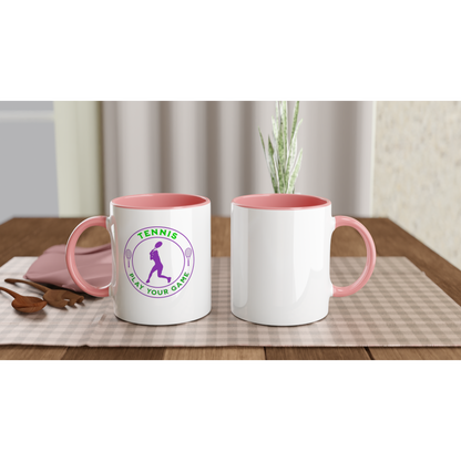 White 11oz Ceramic Mug with Color Inside - Tennis Focus - Play Your Game - Women