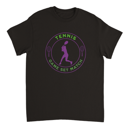 Heavyweight Crewneck T-shirt - Tennis Focus - Game Set Match - Women