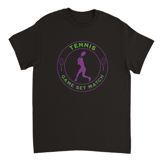 Heavyweight Crewneck T-shirt - Tennis Focus - Game Set Match - Women