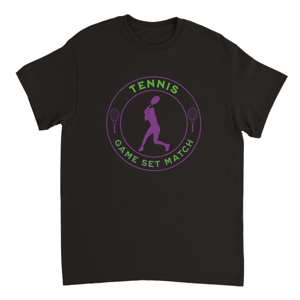 Heavyweight Crewneck T-shirt - Tennis Focus - Game Set Match - Women