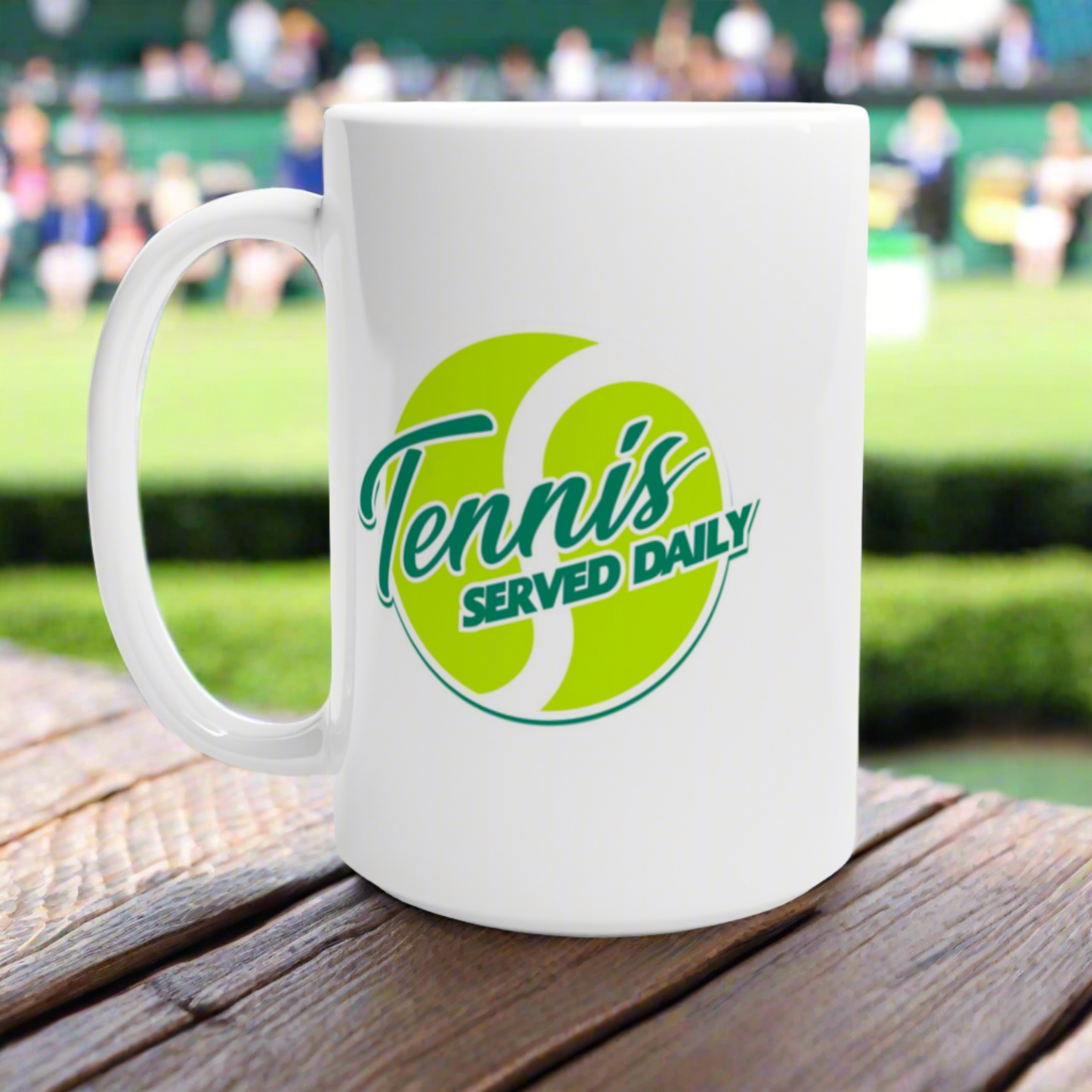 White 15oz Ceramic Mug - Tennis Served Daily