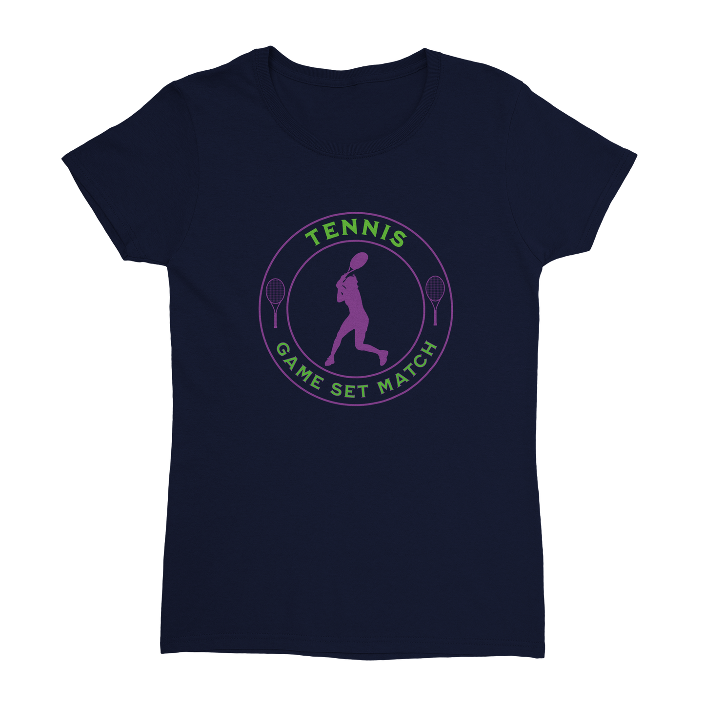 Heavyweight Womens Crewneck T-shirt - Tennis Focus - Game Set Match - Women