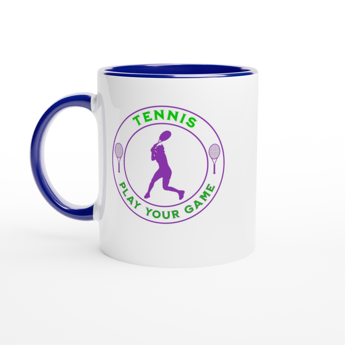 White 11oz Ceramic Mug with Color Inside - Tennis Focus - Play Your Game - Women