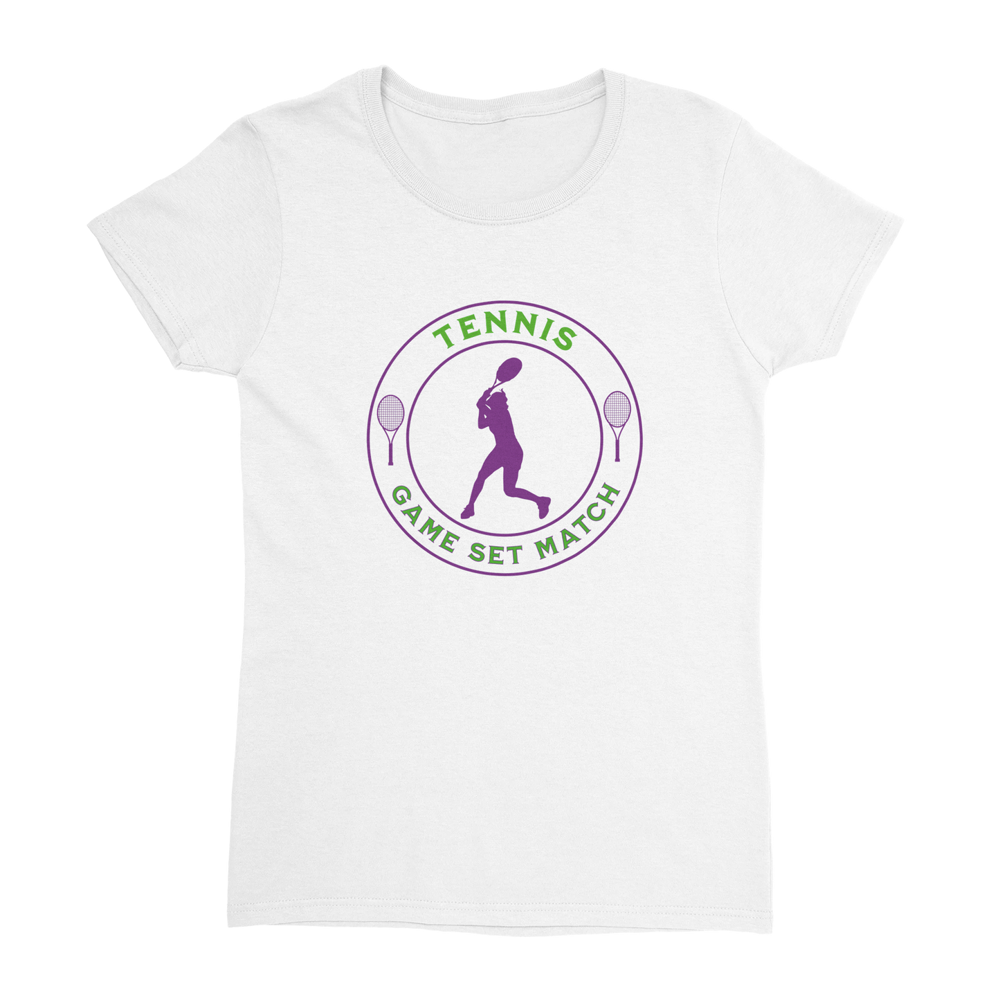 Heavyweight Womens Crewneck T-shirt - Tennis Focus - Game Set Match - Women