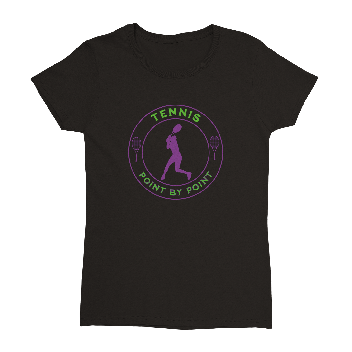 Heavyweight Womens Crewneck T-shirt - Tennis Focus - Point by Point - Women