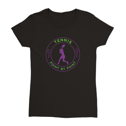 Heavyweight Womens Crewneck T-shirt - Tennis Focus - Point by Point - Women