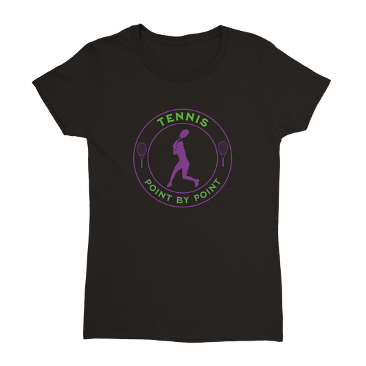 Heavyweight Womens Crewneck T-shirt - Tennis Focus - Point by Point - Women