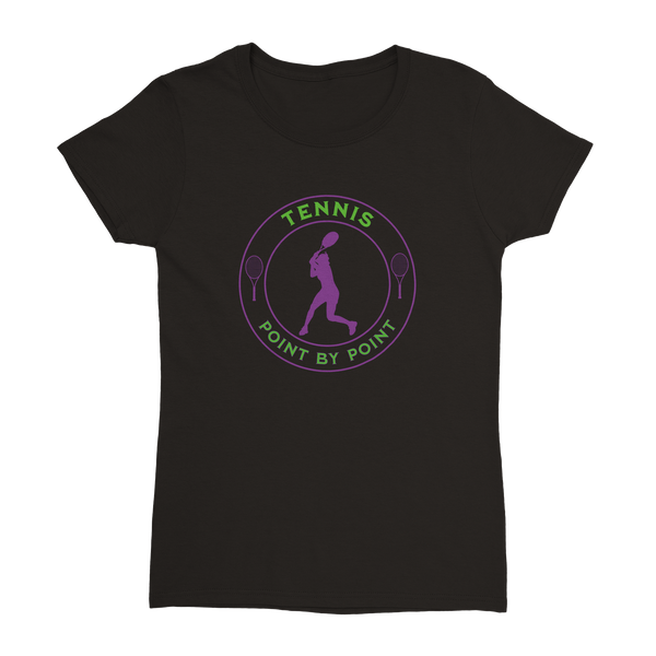 Heavyweight Womens Crewneck T-shirt - Tennis Focus - Point by Point - Women