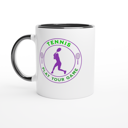 White 11oz Ceramic Mug with Color Inside - Tennis Focus - Play Your Game - Women