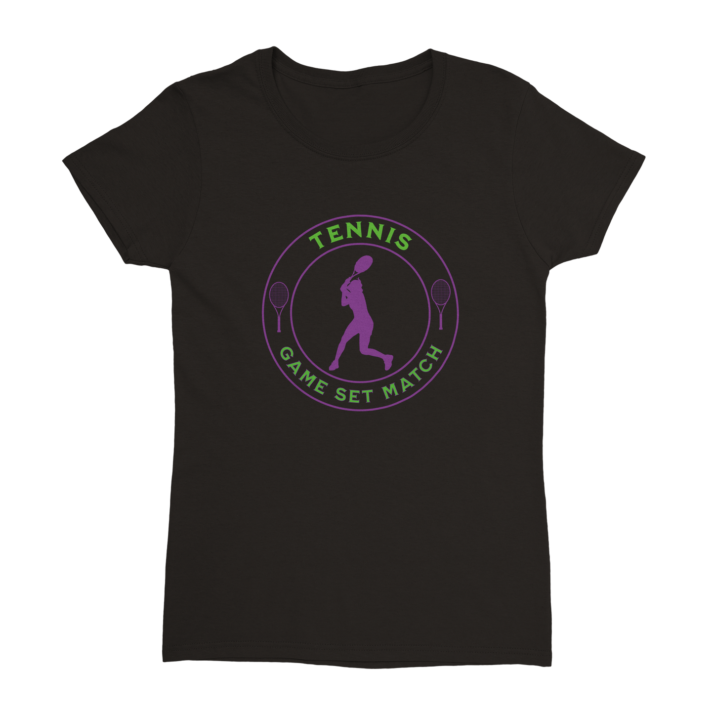 Heavyweight Womens Crewneck T-shirt - Tennis Focus - Game Set Match - Women