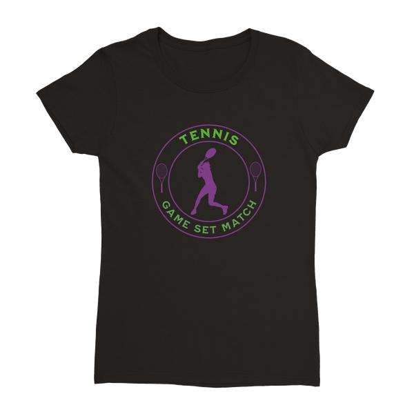 Heavyweight Womens Crewneck T-shirt - Tennis Focus - Game Set Match - Women