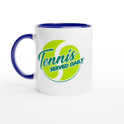 White 11oz Ceramic Mug with Color Inside - Tennis Served Daily