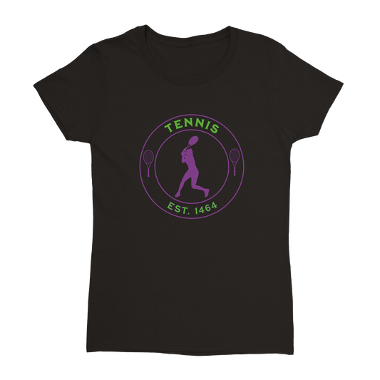 Heavyweight Womens Crewneck T-shirt - Tennis Focus - Est. 1464 - Women