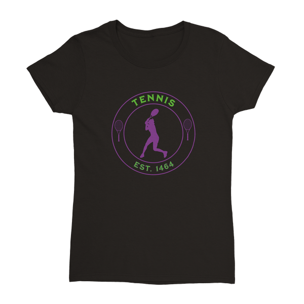 Heavyweight Womens Crewneck T-shirt - Tennis Focus - Est. 1464 - Women