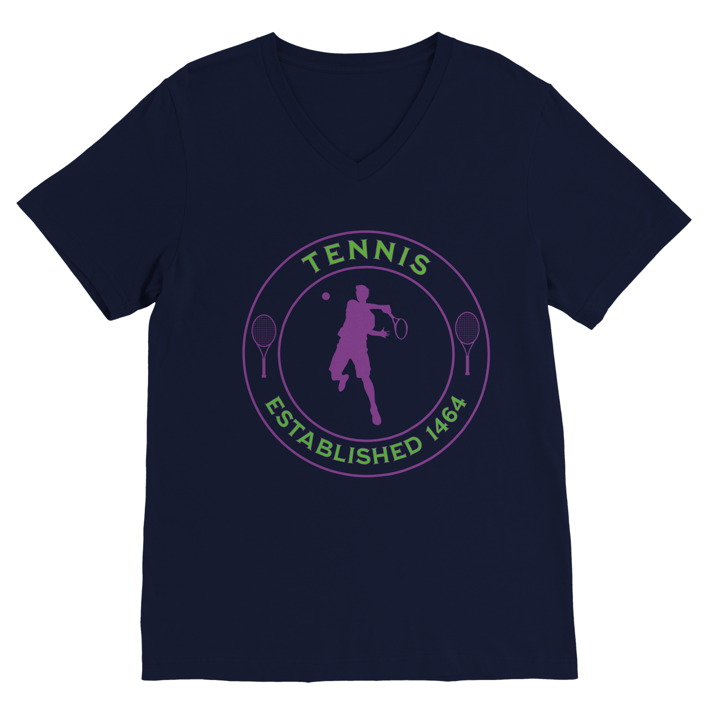 Premium V-Neck T-shirt - Tennis Focus - Established 1464 - Men